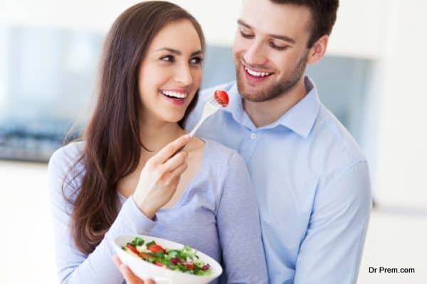 Couple eating salad