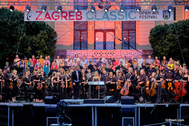 Director entrance at Open public Symphony Orchestra concert, part of Zagreb Classic Open Air Festival