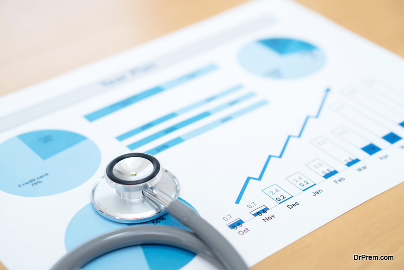 Financial report chart and calculator Medical Report and stethoscope
