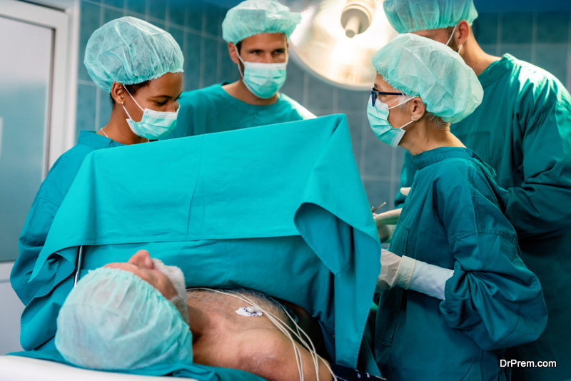 Group of surgeon at work in operating room in hospital