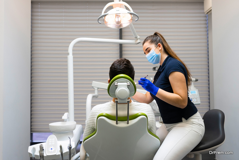 Man at dental check-up. Patient at the dentist's appointment