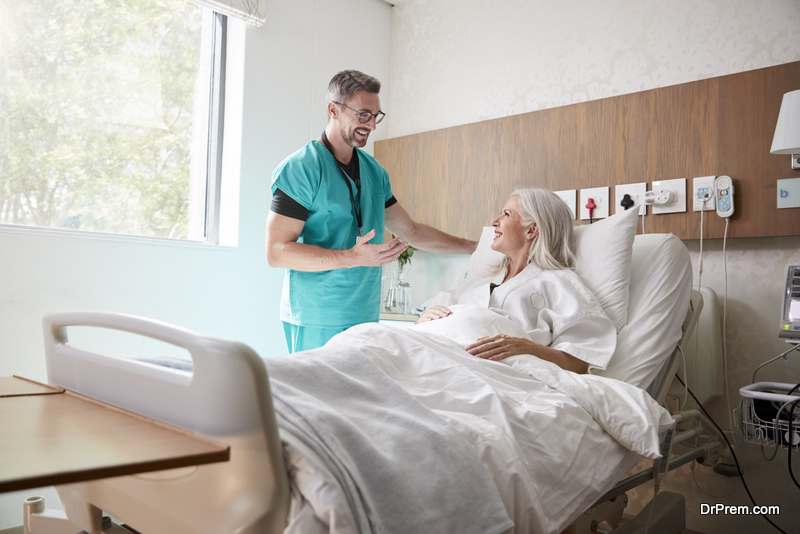  Mature Female Patient In Hospital Bed