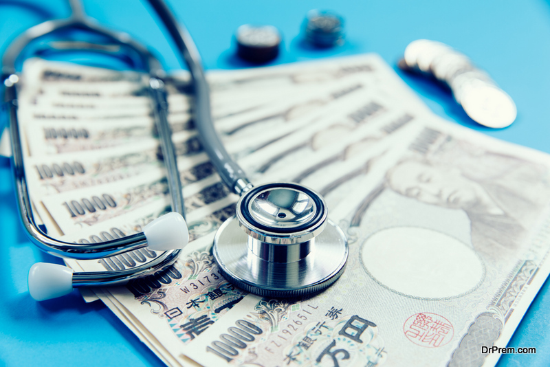 stethoscope on japanese yen banknotes