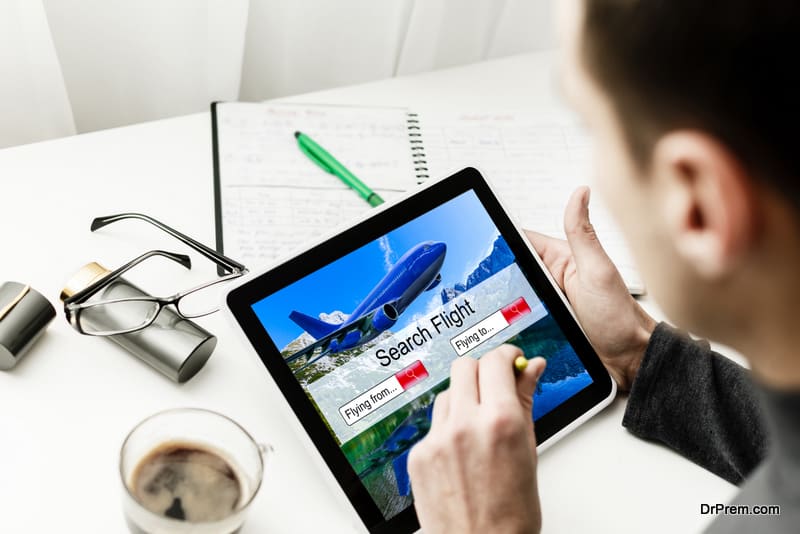 Tablet Searching Flight Travel Booking Concept