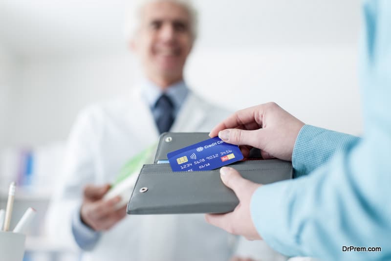 Woman making payment through credit card