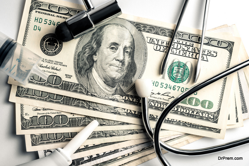 Stethoscope on a background of money 