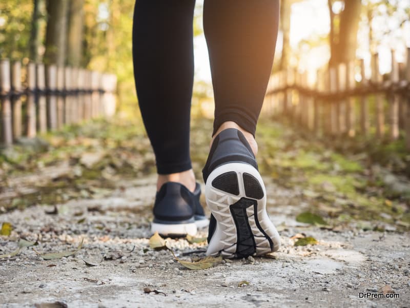 Woman legs walking