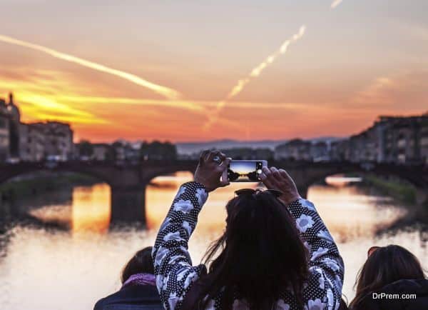 Florence sunset over the Arno river