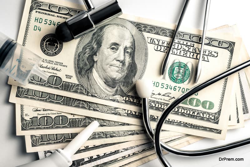 Stethoscope on a background of money