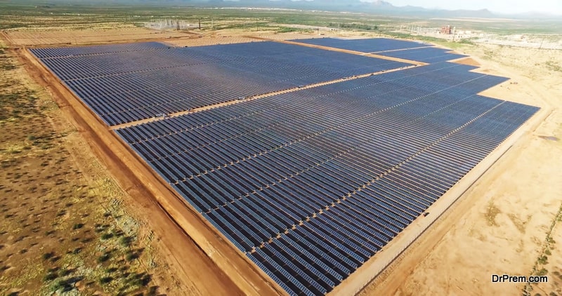 aerial view of a solar power station