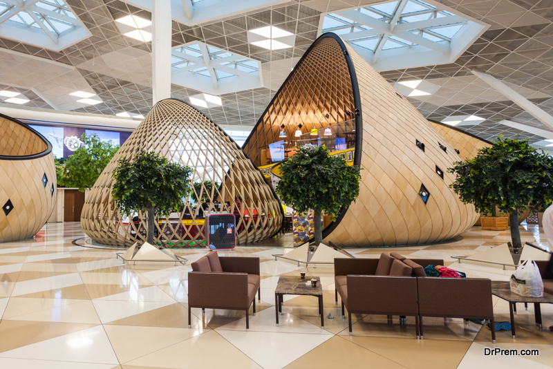 Baku Heydar Aliyev International Airport interior. It is one of the six international airports serving Azerbaijan