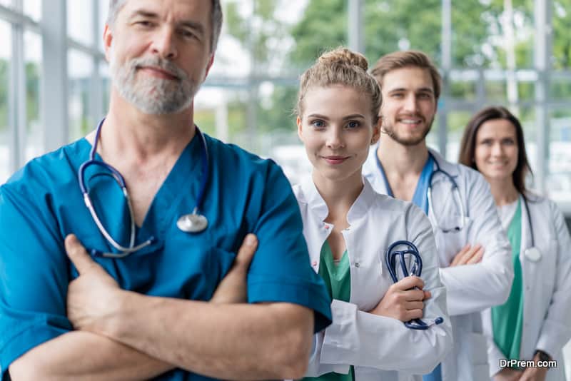 Doctor leading a medical team at the hospital