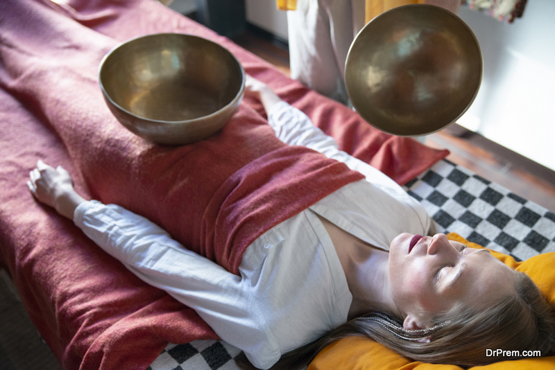 Tibetan singing bowl in sound therapy