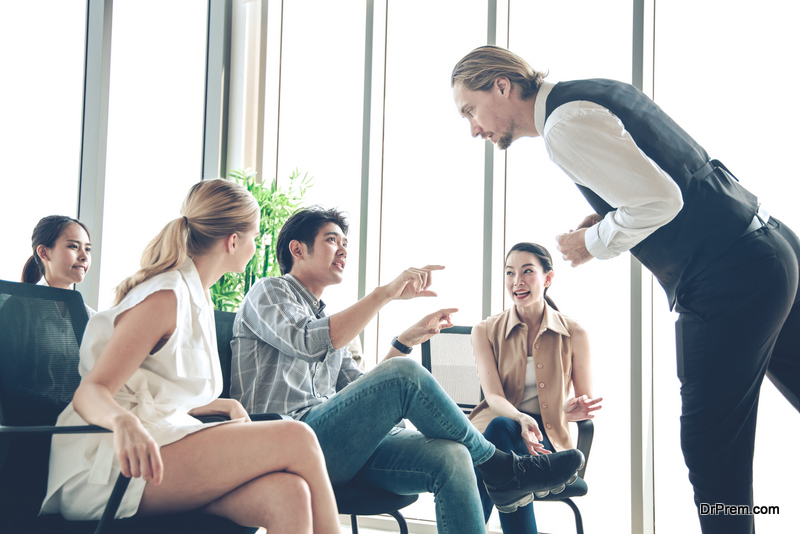 Listeners to ask questions during the meeting at office