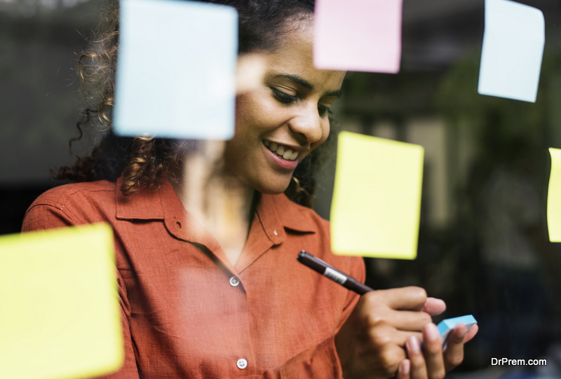 woman brainstorming with creative ideas