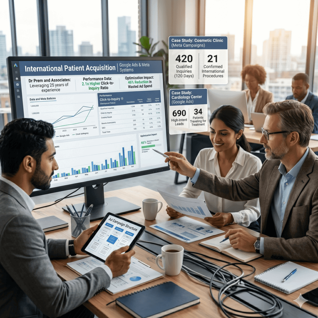 Lead Generation | Patient inquiries | Patient Leads in Medical Tourism International Patient Acquisition Through Google Ads and Meta Advertising Systems