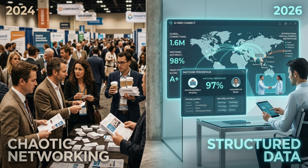 The Future of B2B Medical Tourism: How AI-Powered Matchmaking Is Replacing Random Networking Gemini Generated Image qamy1dqamy1dqamy
