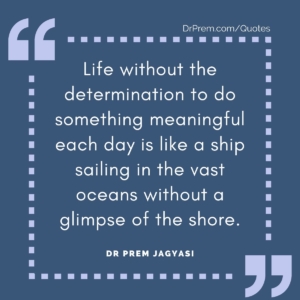 Life without the determination to do something meaningful each day is like a ship sailing in the vast oceans without a glimpse of the shore.