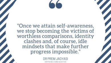 Once we attain self-awareness, we stop becoming the victims of- Dr Prem Jagyasi Quote