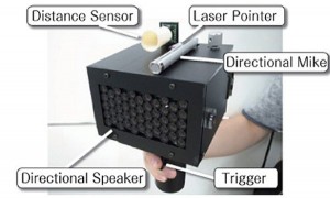 A view of the prototype speech jammer gun.