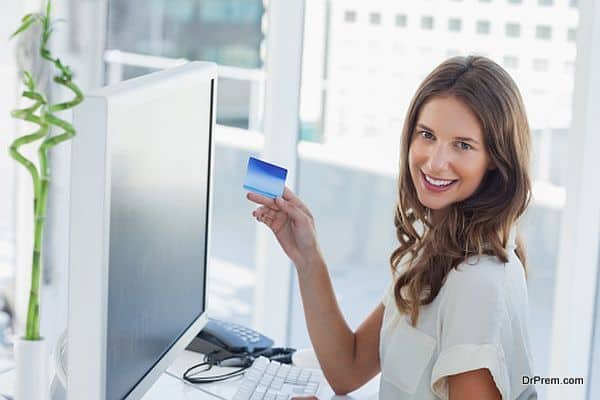 lady using credit card