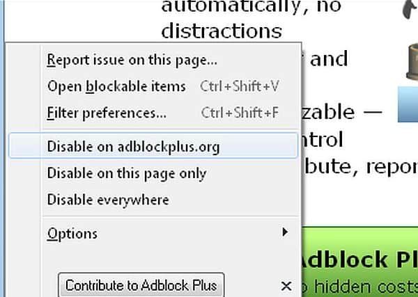 turn off AdBlocker Plus