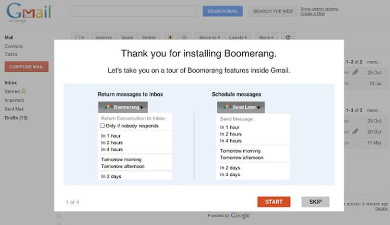 ghostery chrome extension and boomerang for gmail
