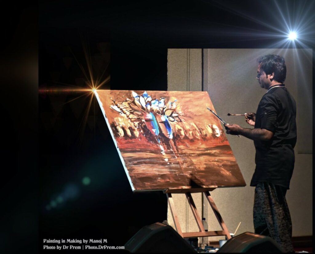 Invited Artist Manoj Maurya Made Live Paiting During Muscial Show - Dr Prem Jagyasi