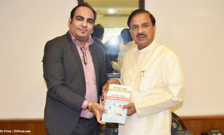 With Honourable Indian Cabinet Minister of Culture, Tourism and Civi Aviation - Dr. Mahesh Sharma BJP - Dr Prem Jagyasi