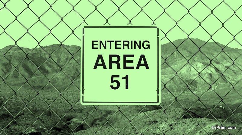 Entering Area 51 Sign On A Fence At The Military Base In The Nevada Desert