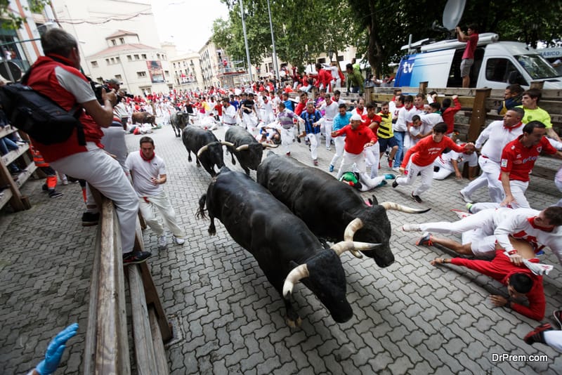 The ‘Running of the Bulls’ is a very popular festival in Spain