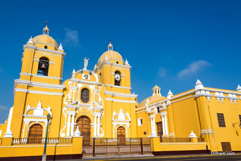 Yellow Cathedral in Trujillo, Peru 