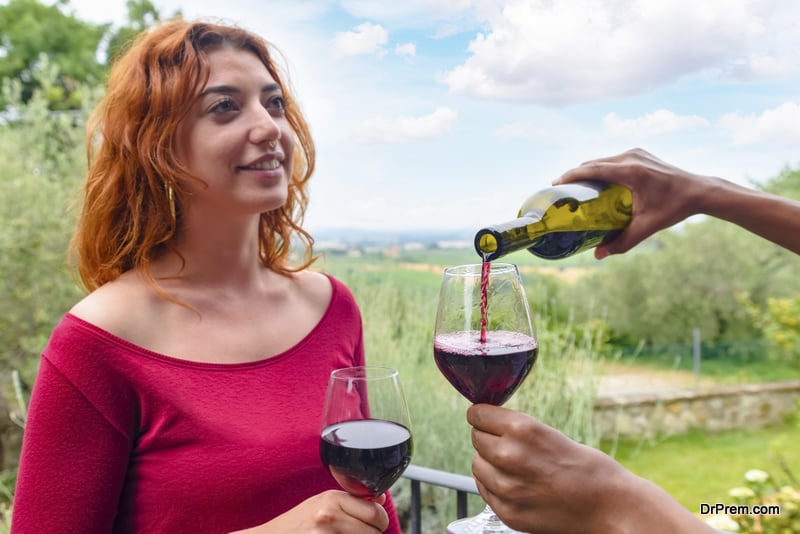  couple outdoor celebrating happy hour in the nature