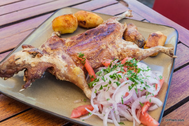 Roasted guinea pig, traditional meal in Peru