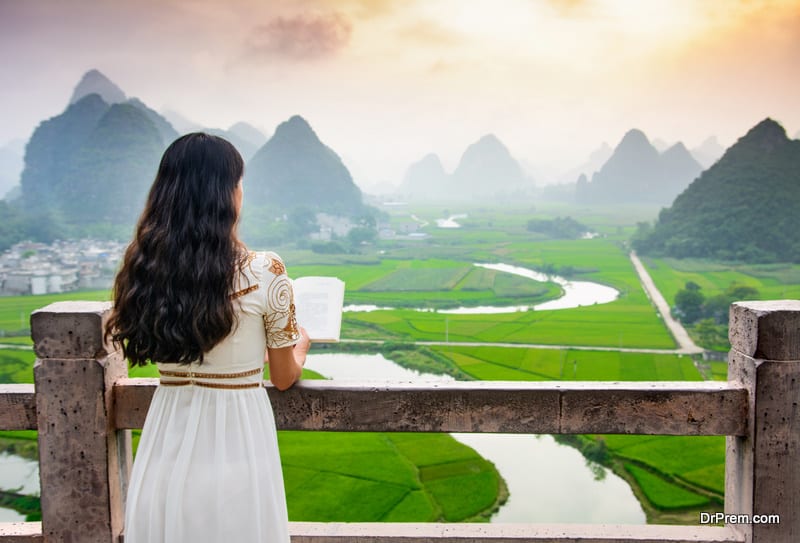 woman at a beautiful tourist site