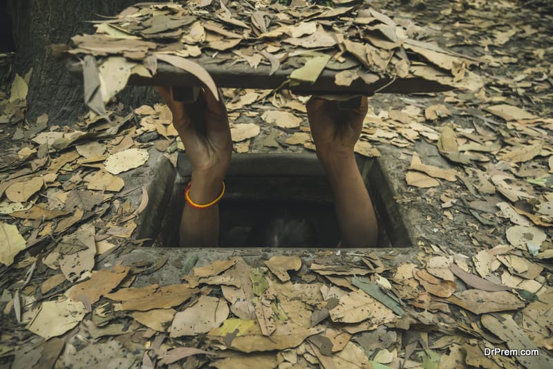 Cu Chi tunnel built by vietnamese guerilla forces during Vietnam war, 60 km from Ho Chi Minh City