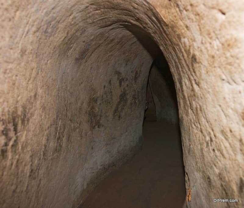 Down in the Cu Chi tunnels in Vietnam where the Viet Cong ran their resistance operation in the Vietnam War.