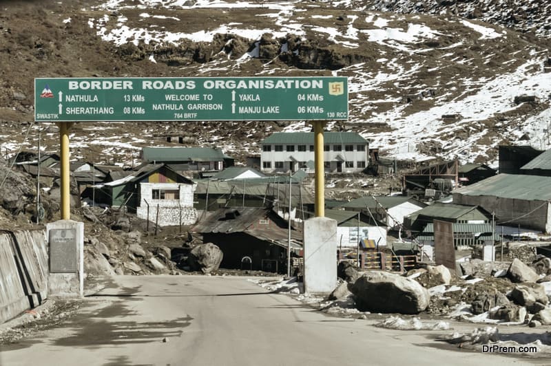 entrance of the city near India China border near Nathu La mountain pass in the Himalayas