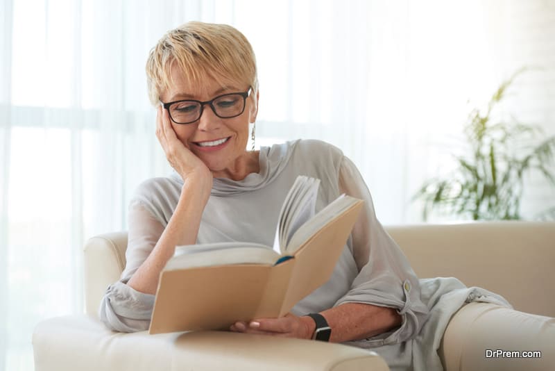 woman reading book