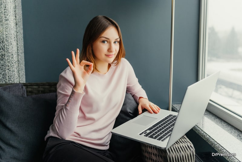 woman using electronic media