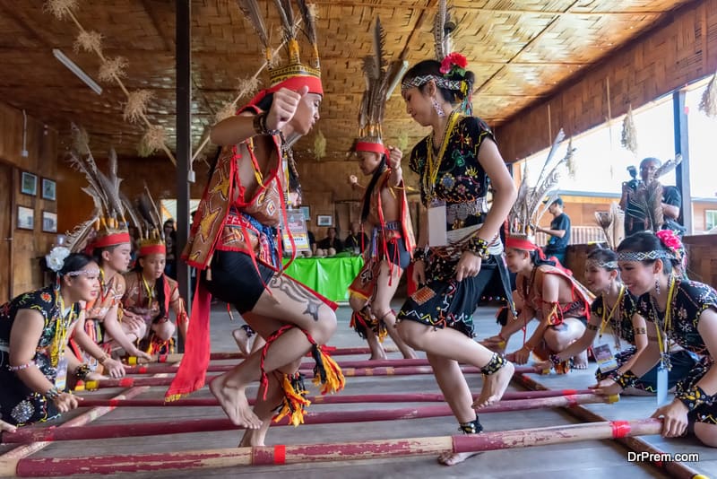 Sabah Borneo Magunatip bamboo dancing performance