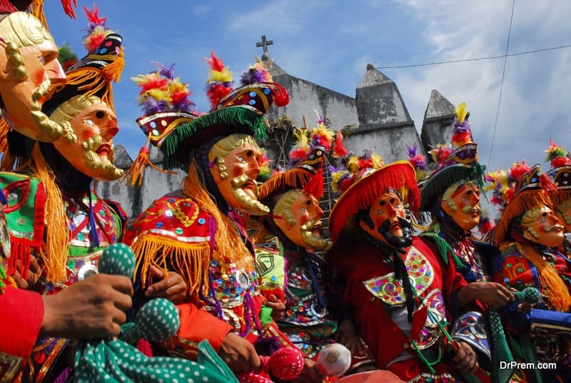 Guatemala Deer Dance traditional costumes masks close