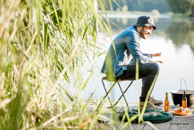 alone man relaxing in nature