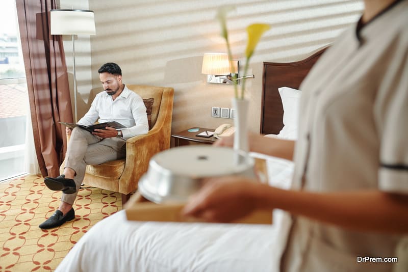  hotel maid bringing breakfast 