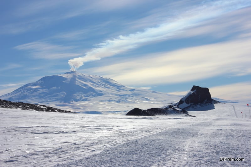 compass rose of mount erebus on ross island