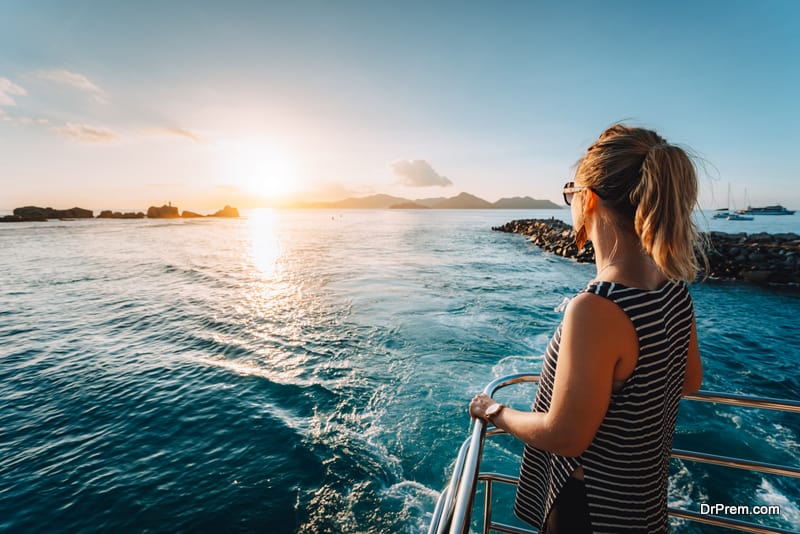 woman enjoying ferry service