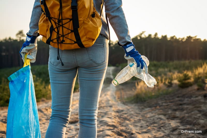 woman picking leftovers