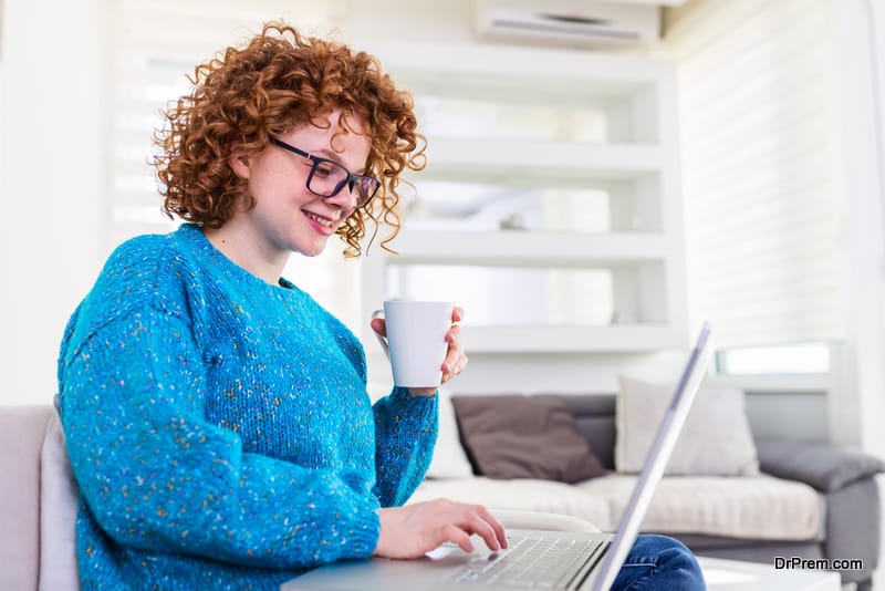 woman seeking information on internet