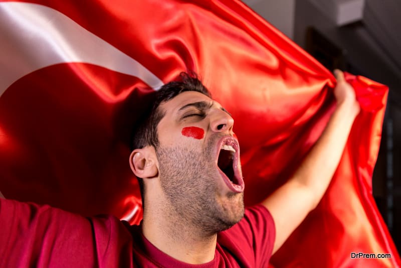 Turkish Guy Waving Turkey Flag