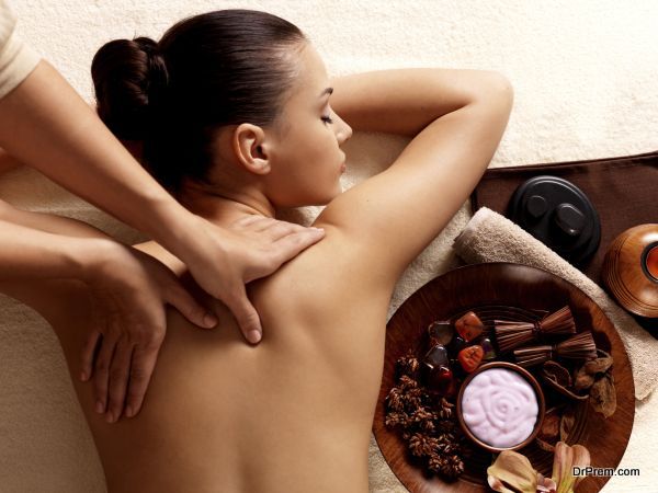 Woman having massage in the spa salon